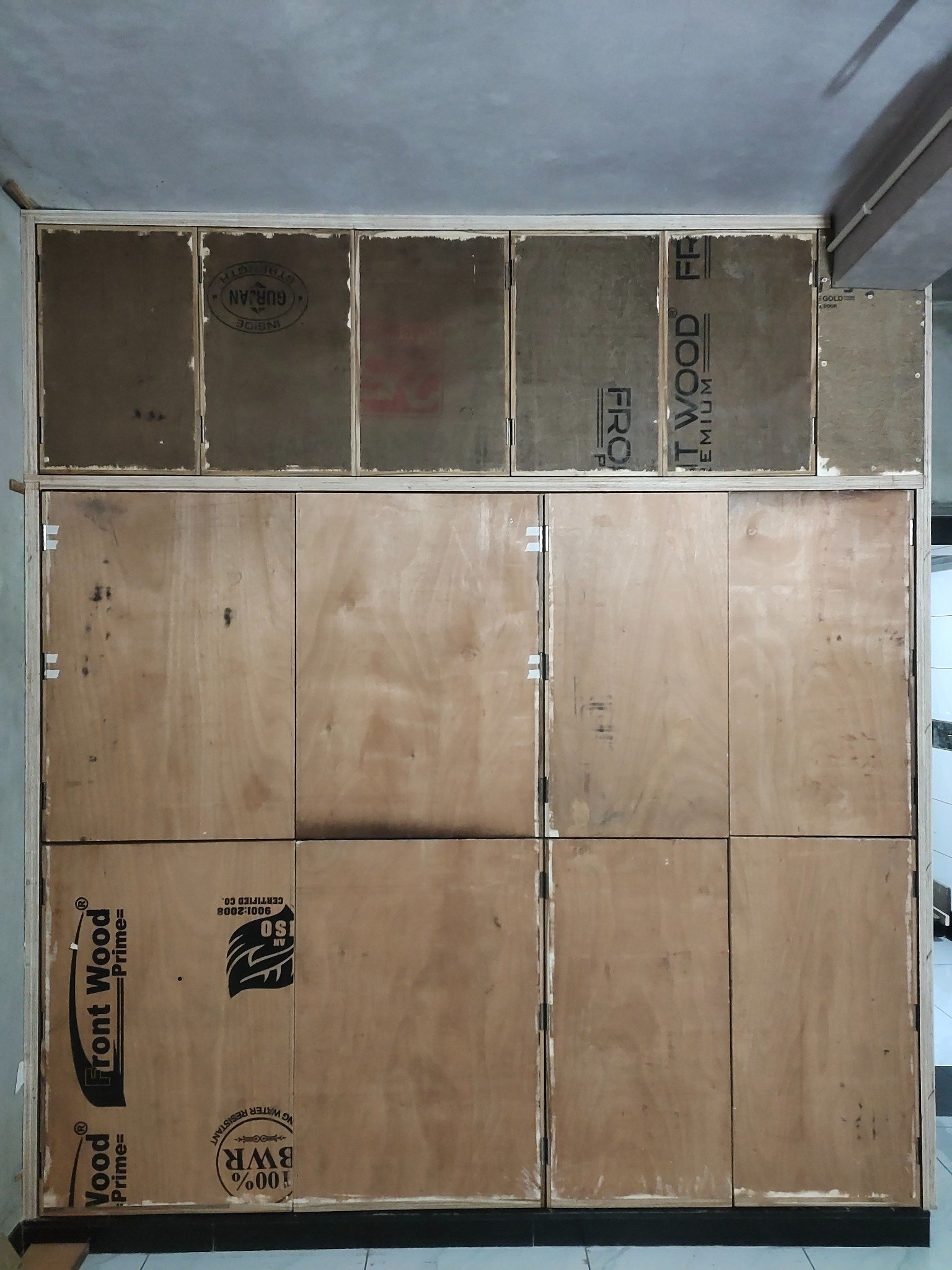Unfinished wardrobe before laminate visualization