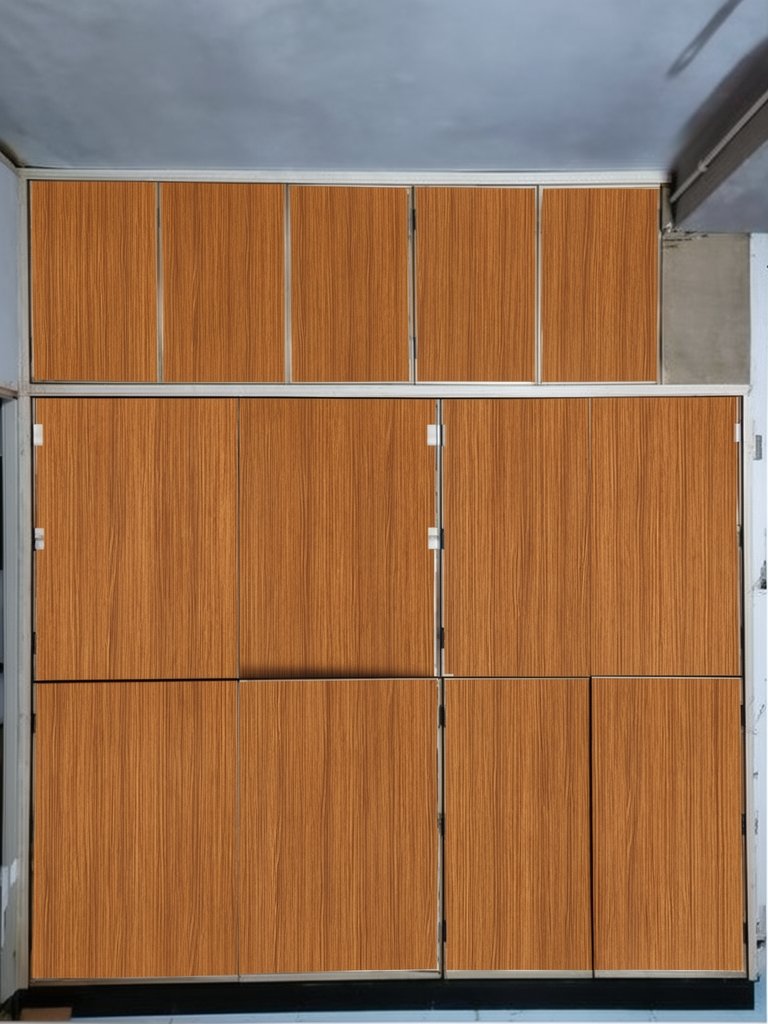 Wardrobe visualized with a warm wood laminate using LamSnap
